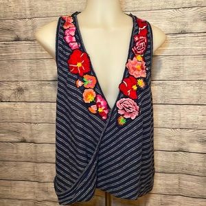 Free People Wrap Top with Embroidery 🌸🌸HOST PICK!🌸